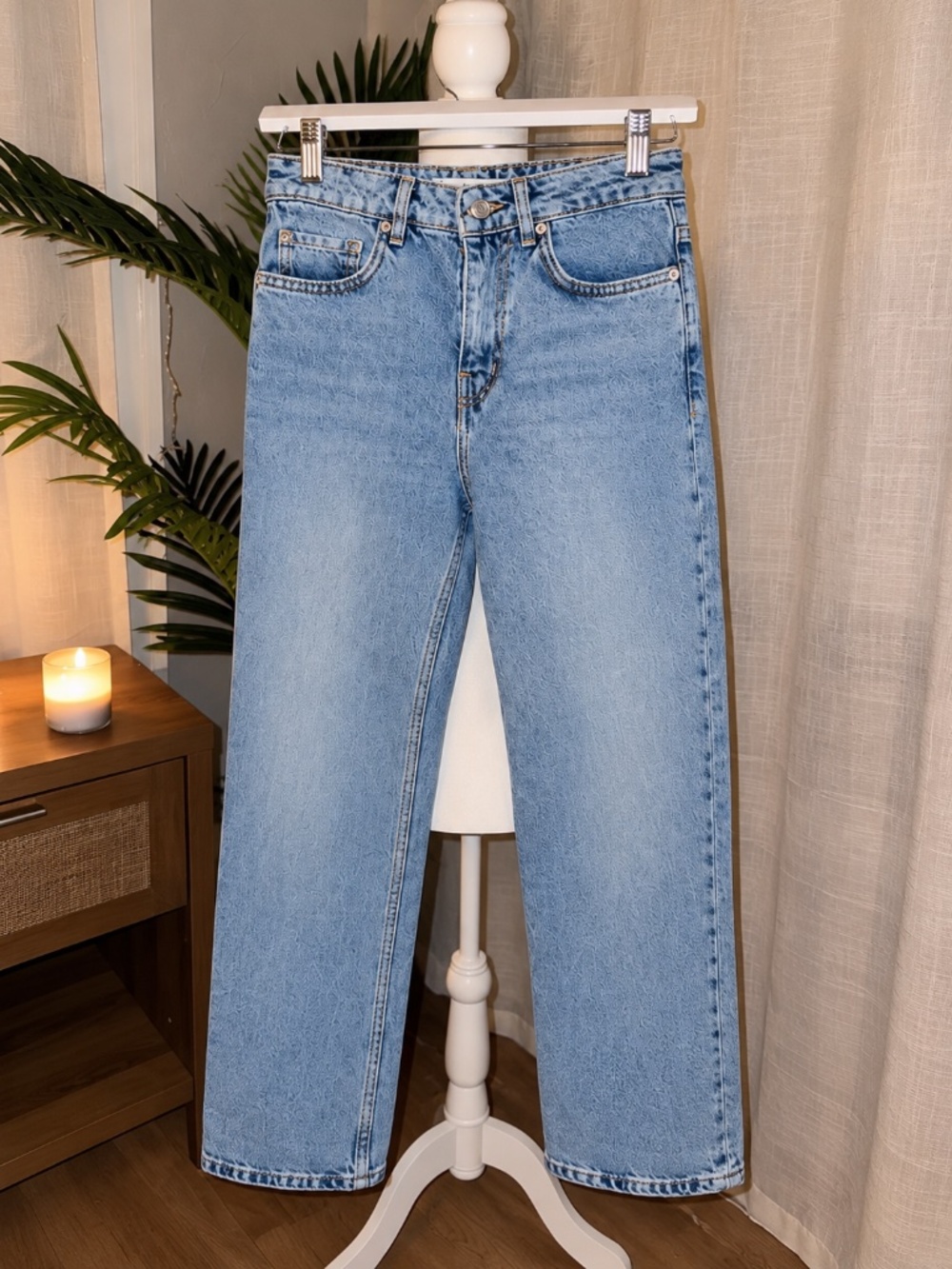 Mango BLANCA Light Wash Straight Leg Jeans Size 2